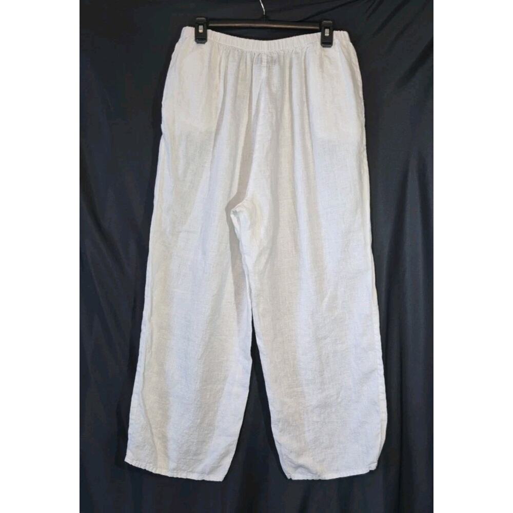 Flax Flowing White Wide Leg Linen Pants Medium - Picture 7 of 10